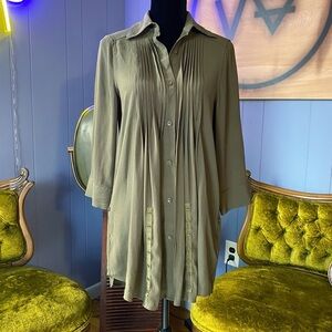 Alice And Olivia Button Down Olive Green Rayon Dress Size Small
